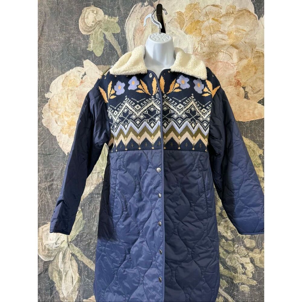New By Anthropologie Fairisle Mix Liner Jacket Size S - Picture 6 of 13